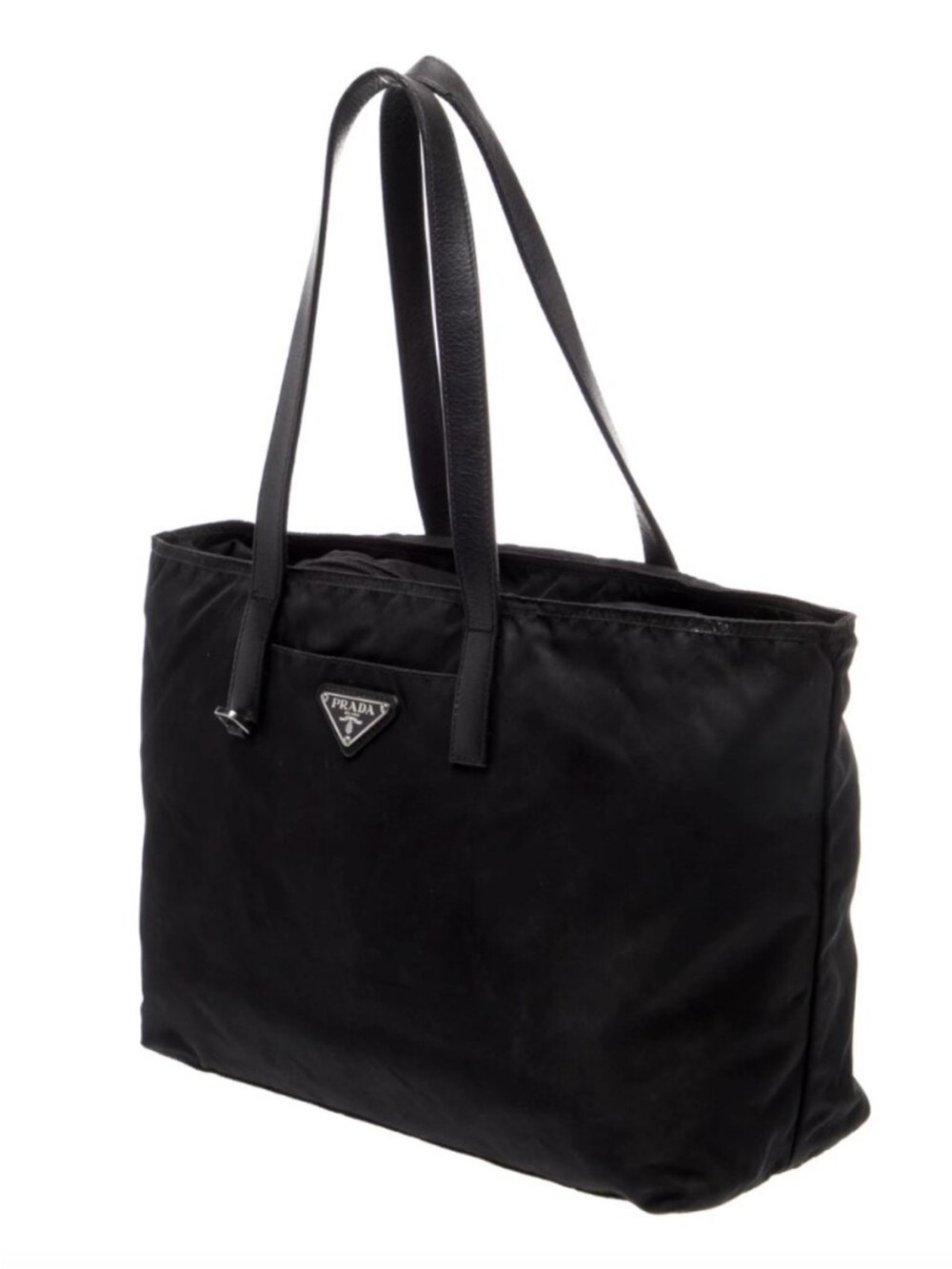 Prada Black Nylon Tote with Leather Straps